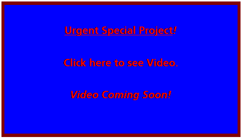 Text Box: Urgent Special Project!  

Click here to see Video.

Video Coming Soon!  

